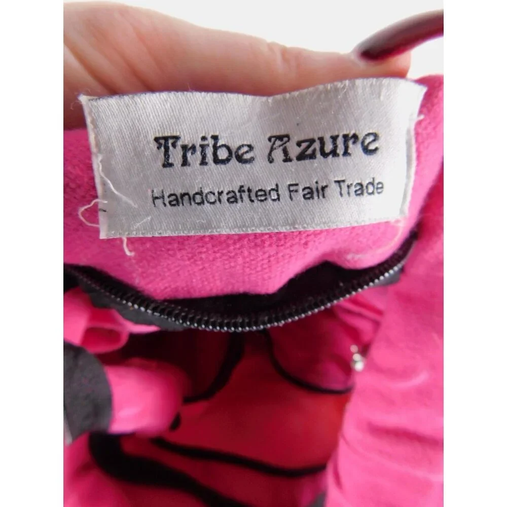 Tribe Azure Crossbody Bag Womens Medium Pink Striped Elephant Embroidered Boho